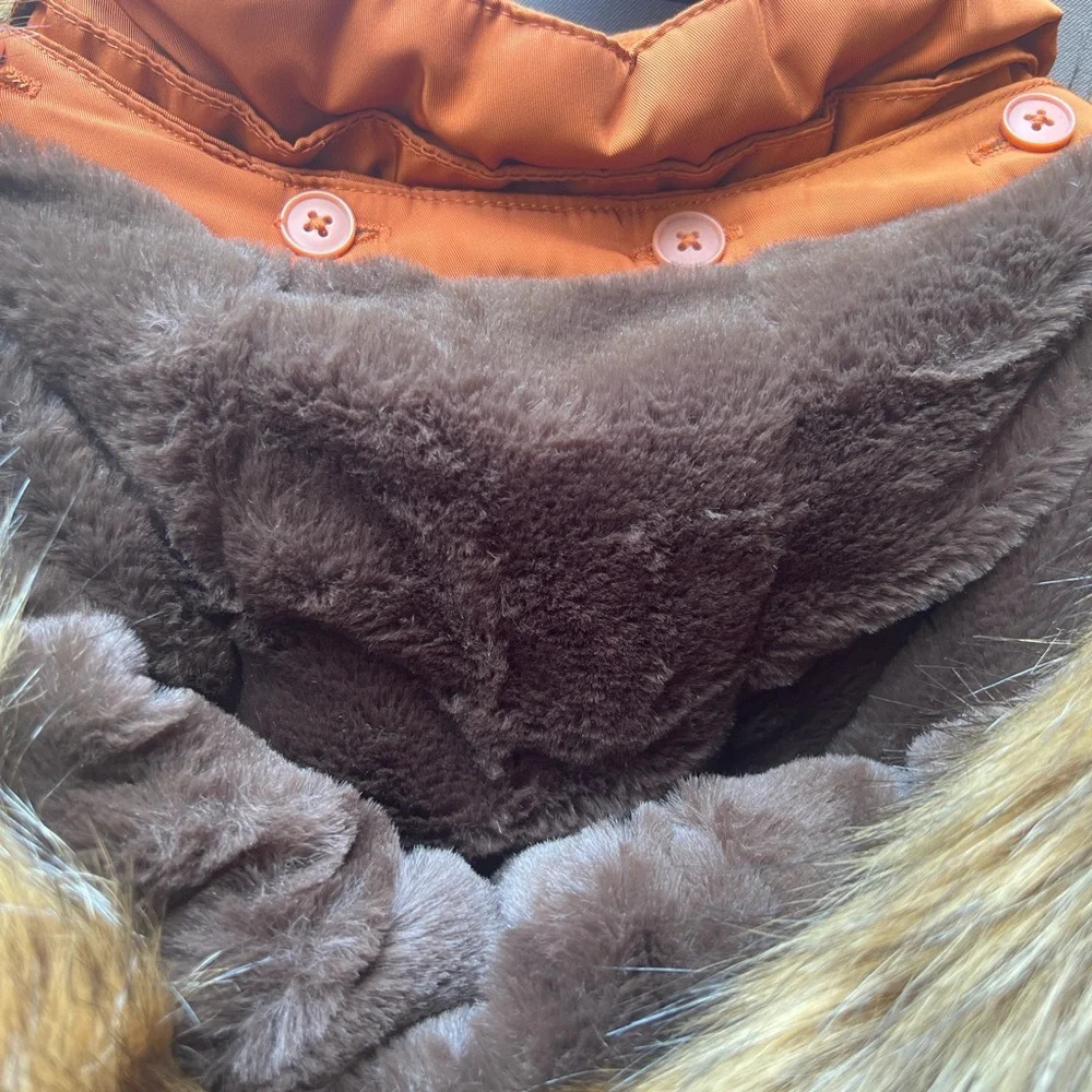 Universal Thread Orange Puffer Jacket With Faux F… - image 6